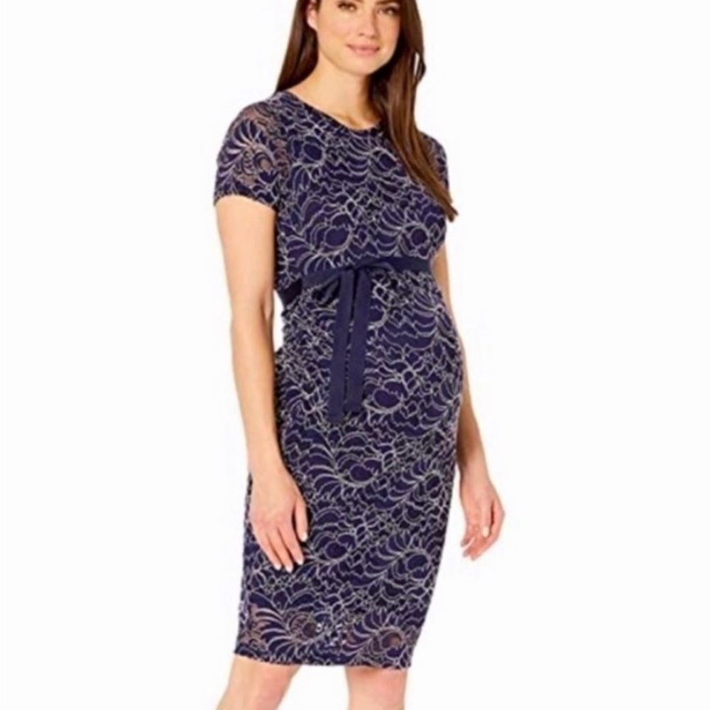 Motherhood Maternity Blue Sheath Dress with Crew Neck